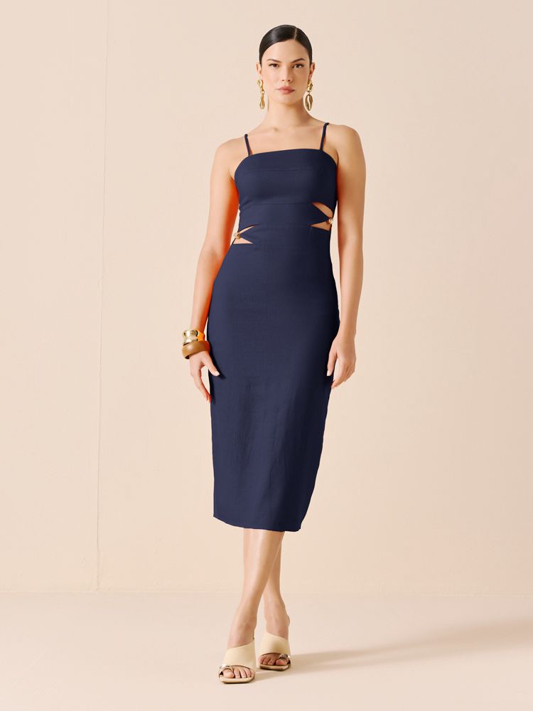 VESTIDO MIDI RECORTES