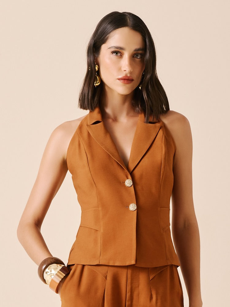 CONJUNTO COLETE ALFAIATARIA + CALÇA CENOURA