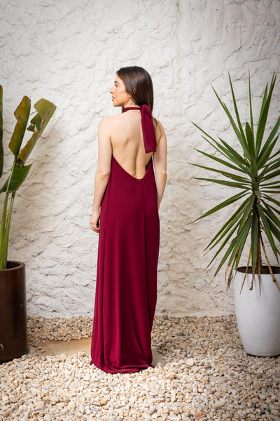 VESTIDO LONGO FRENTE ÚNICA CHIFFON