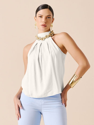 BLUSA HALTER COM PREGAS