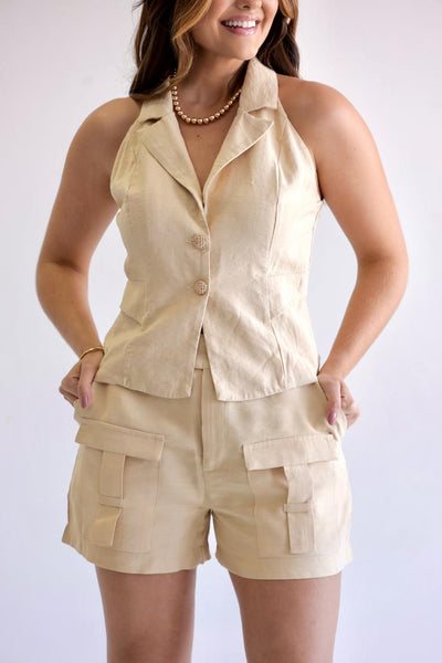 CONJUNTO COLETE ALFAIATARIA + CALÇA CENOURA