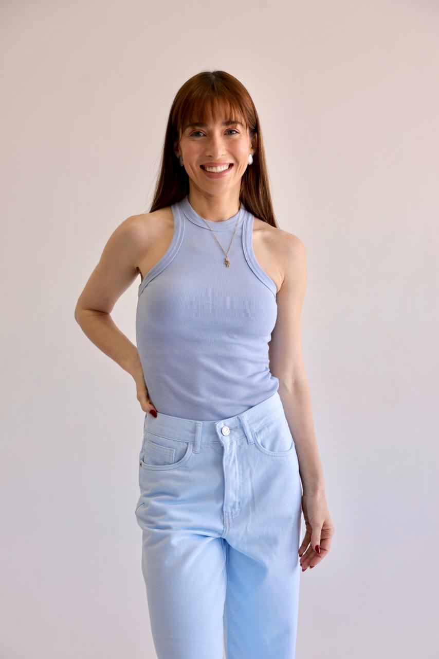 CALÇA ALTA JADE AZUL SKY